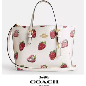 🍓Coach Mollie Tote Bag 25 With Strawberry Print